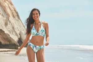 halter top and shorts swimsuit